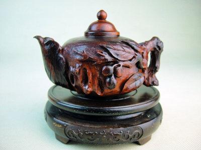 印度小叶紫檀收藏品满工寿桃茶壶摆件 茶具木雕摆件艺术品珍藏品